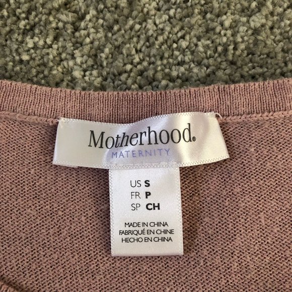 Motherhood Maternity Long Sleeve Top Cold Shoulder Pink and Dark Blue Jeans - Picture 4 of 7